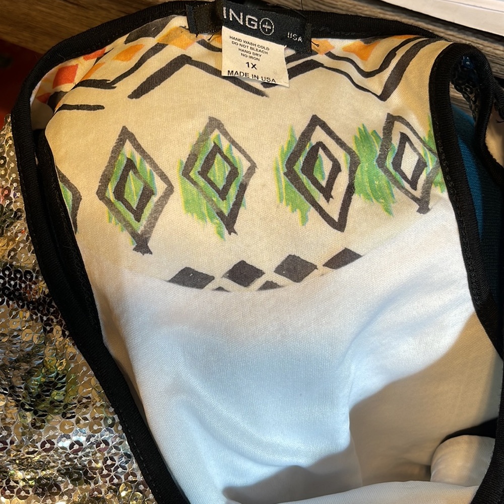Sequin Patterned Racerback Blouse - Multicolor - Picture 7 of 7